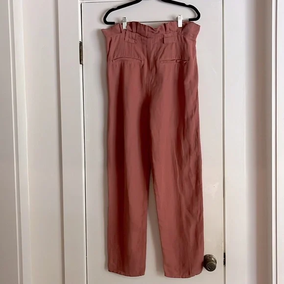 NWT. Veronica Beard Karter Paperbag Linen Blend Crop Pants in Mocha Size 8 - Picture 9 of 9